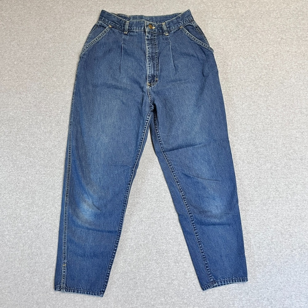 Vintage Lee Jeans Womens 14 Blue Ankle Cropped Pleated Faded Denim